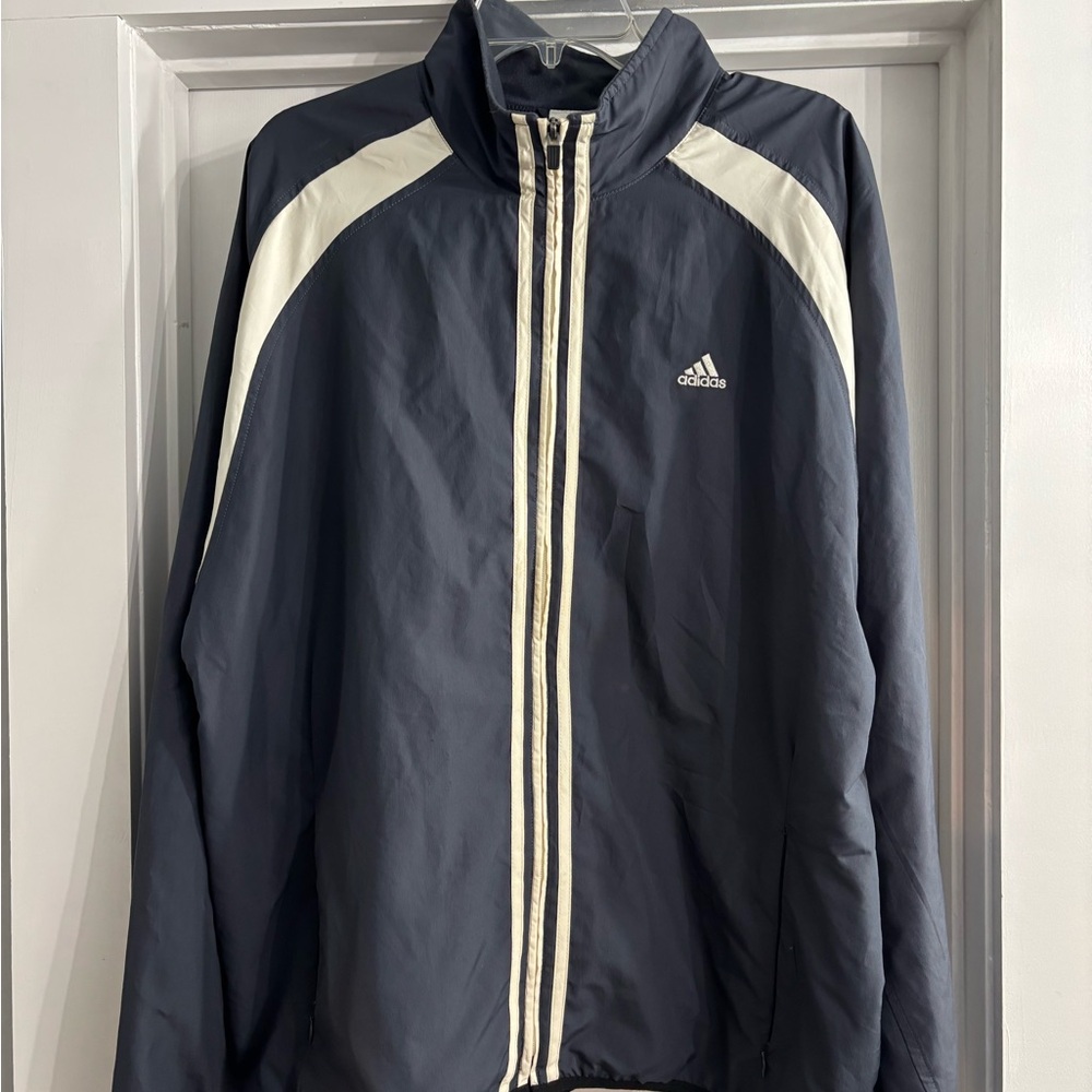 Adidas ClimaProof Men's Dark Gray and Cream Windbreaker
